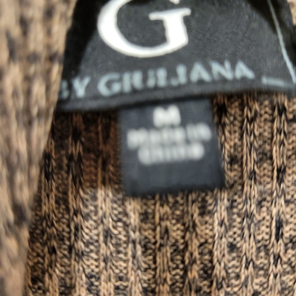 Guiliana Full Length Coat Sweater In Brown Tweed Knit Medium - Picture 4 of 8